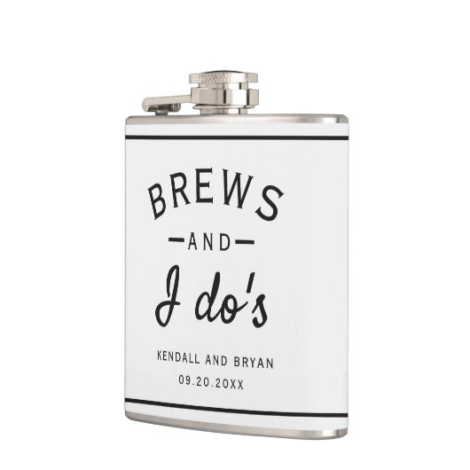 Brews en I Do's Brouwerij Thema Bruiloft Flask Heupfles (Links)