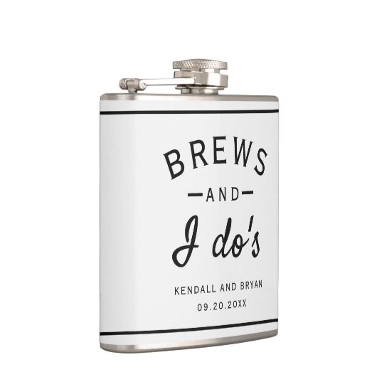 Brews en I Do's Brouwerij Thema Bruiloft Flask Heupfles (Rechts)