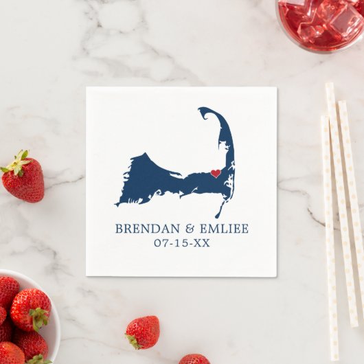 Brewster Cape Cod kaart blauw en beweegbaar rood h Servet (Insitu)