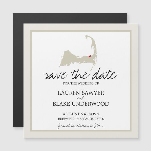 Brewster Cape Cod Wedding Save the Date Magnetische Uitnodiging (Voorkant / Achterkant)