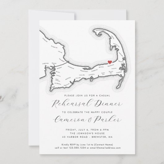 Brewster MA Casual bruiloft repetitie diner Kaart (Voorkant)