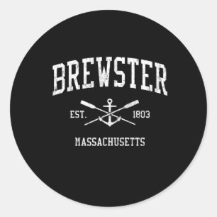 Brewster Ma Crossed Oars Boat Anker Sports Ronde Sticker