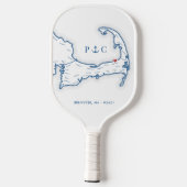Brewster MA Kaart Navy Blue Monogram Pickleball Paddle (Achterkant)