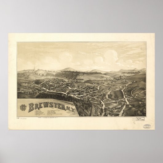 Brewster New York 1887 Antiek Panorama Poster (Voorkant)