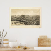 Brewster New York 1887 Antiek Panorama Poster (Keuken)