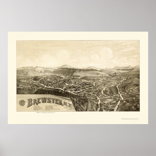 Brewster, NY Panoramic Map - 1887 Poster (Voorkant)