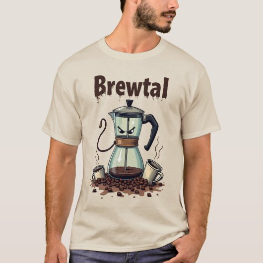 Brewtal Coffee Pot Warrior | Funny Coffee Shirt (Voorkant)