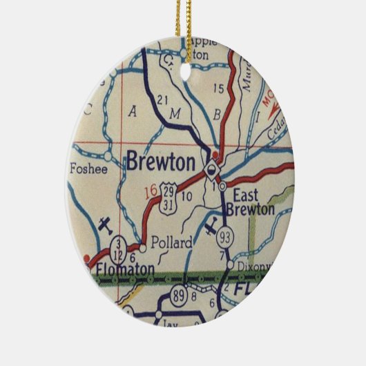Brewton AL  Map Keramisch Ornament (Rechts)