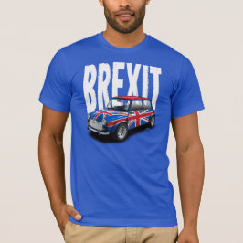 Brexit Classic Mini Car on Blue T-Shirt