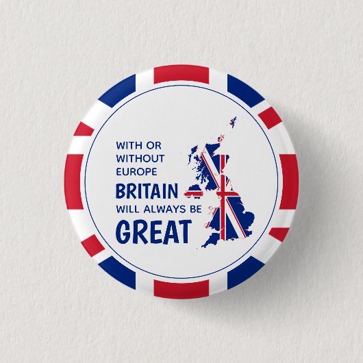 BREXIT UK Altijd Great Patriotic Union Jack Ronde Button 3,2 Cm (Voorkant)