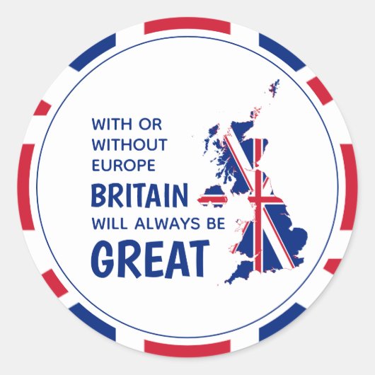 BREXIT UK Altijd Great Patriotic Union Jack Ronde Sticker (Voorkant)