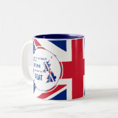 BREXIT UNION JACK Patriotic UK Altijd groot Tweekleurige Koffiemok (Voorkant links)