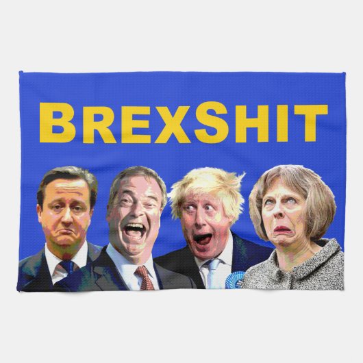 BREXSHIT, grappige anti-Brexit-referendumboodschap Theedoek (Horizontaal)