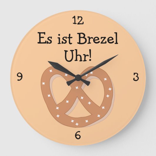 Brezel Uhr: Pretzel O'Clock Oktoberfest Fun Grote Klok (Voorkant)