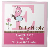 Bria Butterfly Letter Name Birth Info Tile Tegeltje (Voorkant)