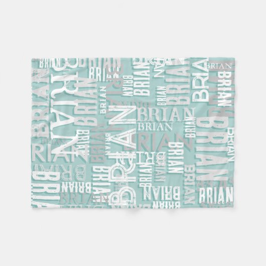 Brian gepersonaliseerde naam modern grijs blauw fleece deken (Voorkant (Horizontaal))