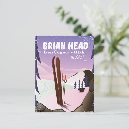 Brian Head, Iron county Utah, US Ski poster Briefkaart (Staand voorkant)