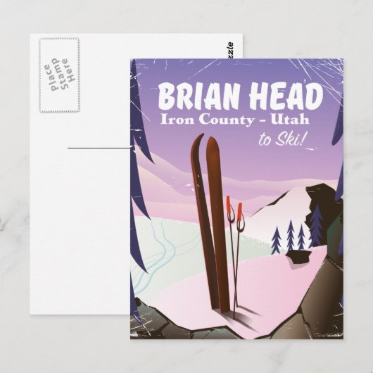 Brian Head, Iron county Utah, US Ski poster Briefkaart (Voorkant / Achterkant)
