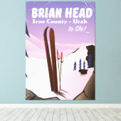 Brian Head, Iron county Utah, US Ski poster Canvas Afdruk (Insitu (Houten vloer))