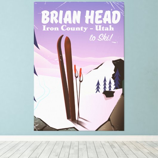 Brian Head, Iron county Utah, US Ski poster Canvas Afdruk (Insitu (Houten vloer))