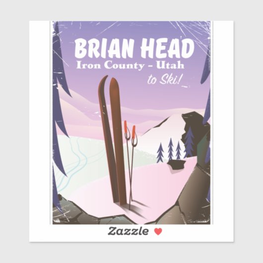 Brian Head, Iron county Utah, US Ski poster Sticker (Vel)