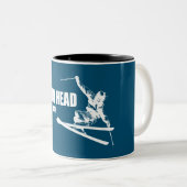 Brian Head Resort Utah Skier Tweekleurige Koffiemok (Voorkant rechts)