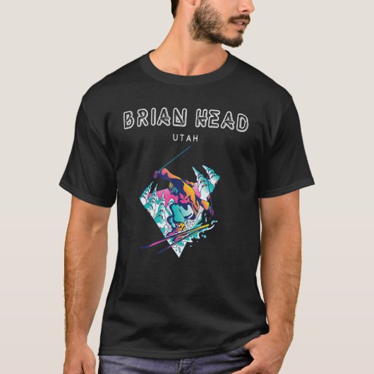 Brian Head Utah Retro Skier T-shirt (Voorkant)