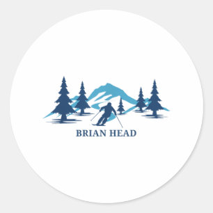 Brian Head Utah Ski Resort Skiën Skier _1 Ronde Sticker