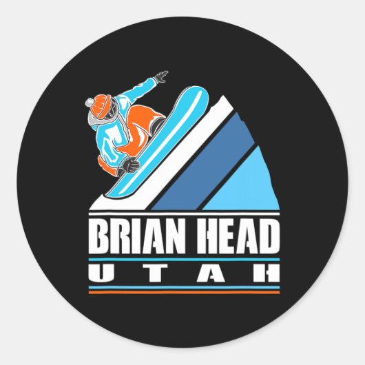 Brian Head Utah - snowboarder Ronde Sticker (Voorkant)