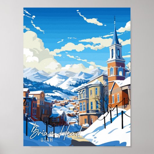 Brian Head Utah vintage reisillustratie Poster (Voorkant)