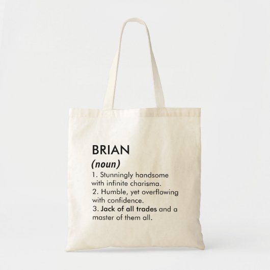 Brian name, Editable name, Custom name Tote Bag (Voorkant)