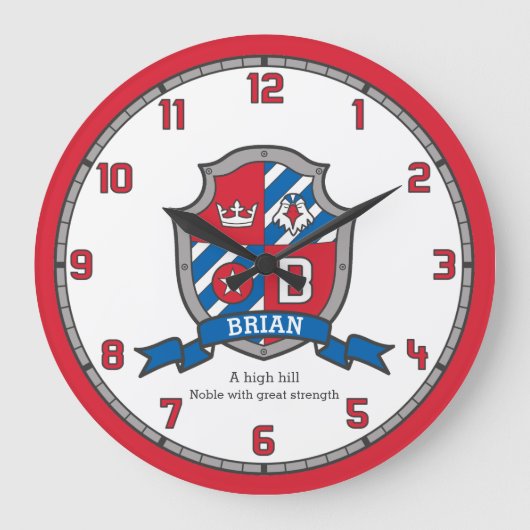 Brian name: heraldry shield letter B vogel Grote Klok (Voorkant)