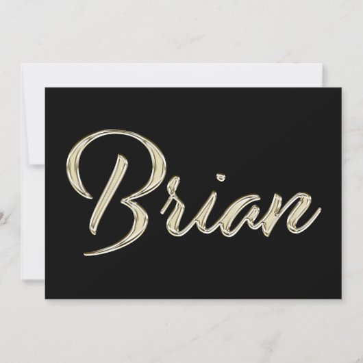 Brian Name white gold Handwriting Karte Kaart (Voorkant)