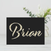 Brian Name white gold Handwriting Karte Kaart (Staand voorkant)