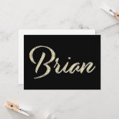 Brian Name white gold Handwriting Karte Kaart (Voorkant / Achterkant in situ)