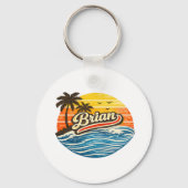 Brian Retro Sunset Naamontwerp Sleutelhanger (Voorkant)