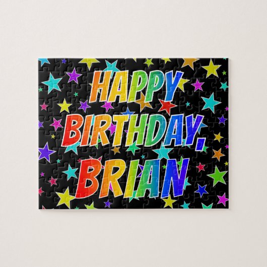 "BRIAN" voornaam, geun "HAPPY BIRTHDAY" Legpuzzel (Horizontaal)