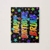 "BRIAN" voornaam, geun "HAPPY BIRTHDAY" Legpuzzel (Verticaal)