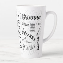 Brianna Aangepaste Naam Zwart Wit Latte Mok