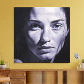 "Brianna Blue" Vrouwen in houtskool Canvas Afdruk (Insitu (Woonkamer))
