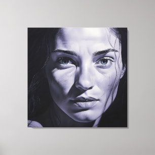 "Brianna Blue" Vrouwen in houtskool Canvas Afdruk