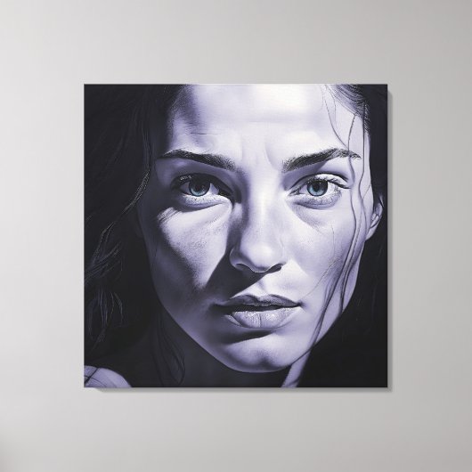 "Brianna Blue" Vrouwen in houtskool Canvas Afdruk (Voorkant)