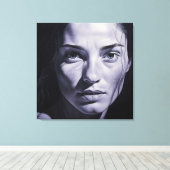 "Brianna Blue" Vrouwen in houtskool Canvas Afdruk (Insitu (Houten vloer))