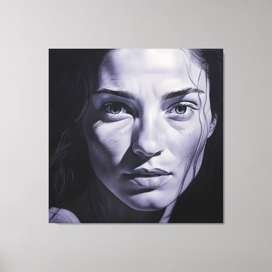 "Brianna Blue" Vrouwen in houtskool Canvas Afdruk (Voorkant)