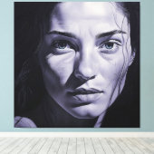 "Brianna Blue" Vrouwen in houtskool Canvas Afdruk (Insitu (Houten vloer))