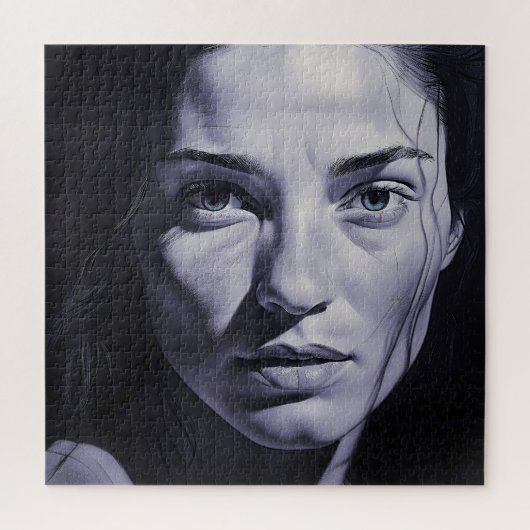 "Brianna Blue" Vrouwen in houtskool Legpuzzel (Verticaal)