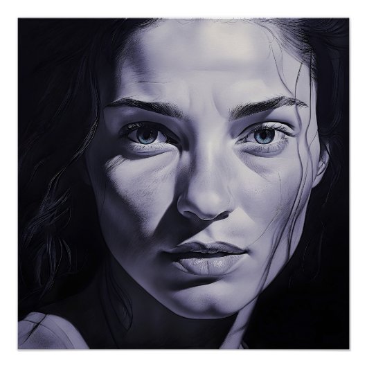 "Brianna Blue" Vrouwen in houtskool Perfect Poster (Voorkant)