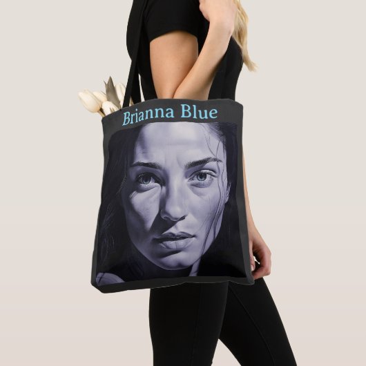 "Brianna Blue" Vrouwen in houtskool Tote Bag (Dichtbij)