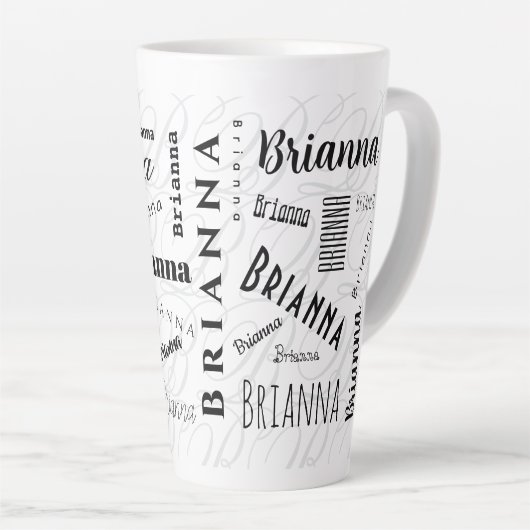 Brianna Custom Name  Black White  Latte Mok (Rechterhoek)