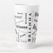 Brianna Custom Name Black White Latte Mok (Voorkant)
